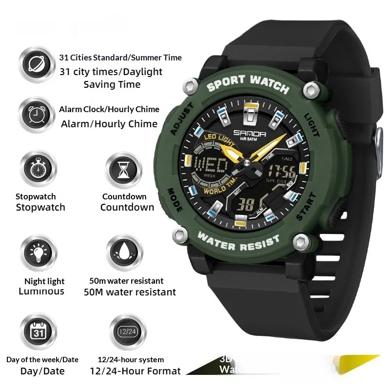 Students Dual-display Luminous Chronograph Watch For Hiking — variant image