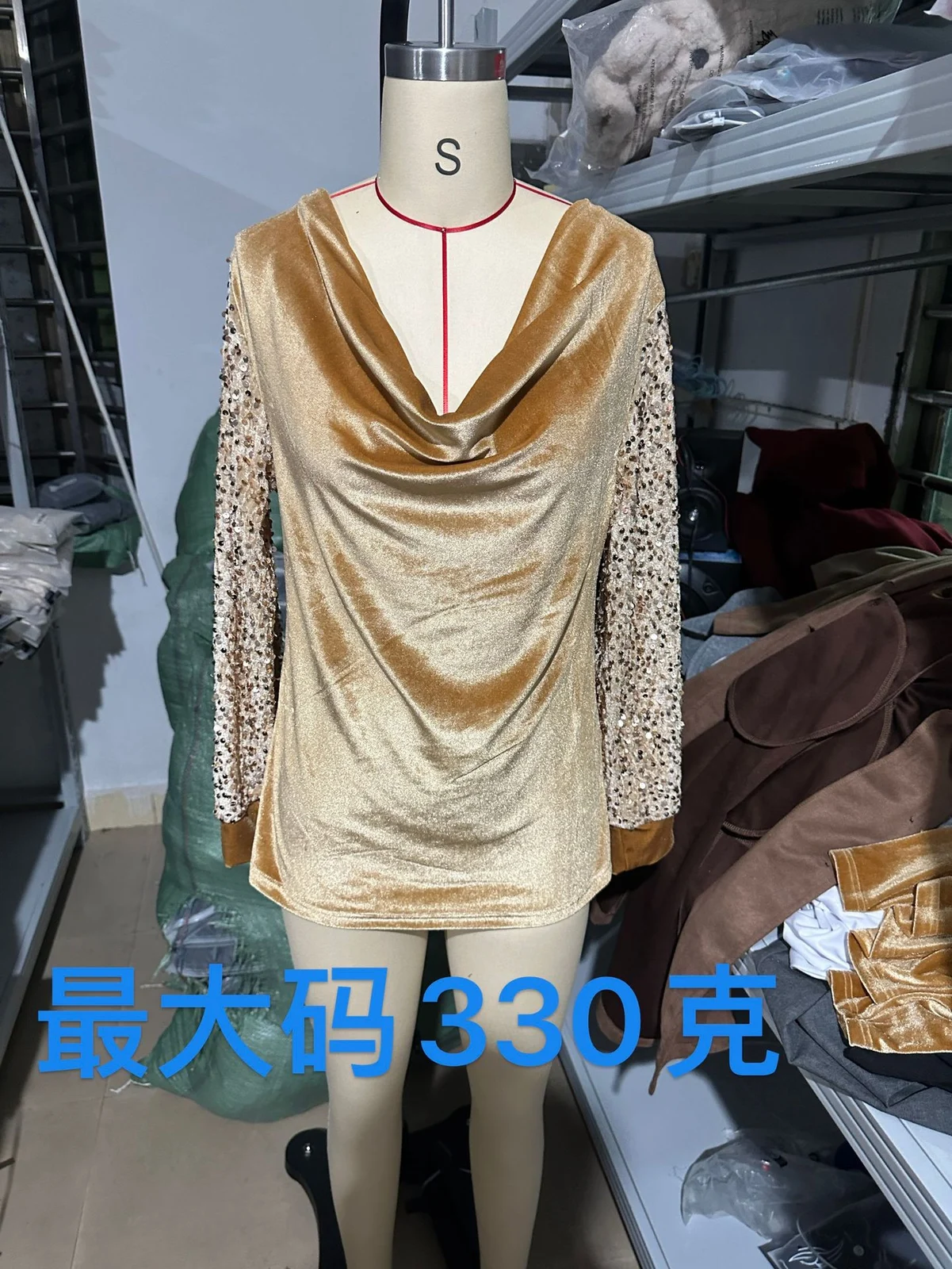 -style Fashion Women's Velvet Ruffled Collar Sequin Patchwork Long-sleeve T-shirt Top — image 4