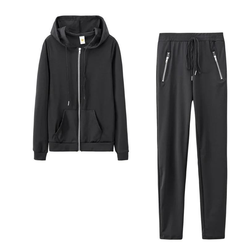 -style Fashionable Sporty Casual Solid-color Two Piece Set With Zippers And Pockets — image 10