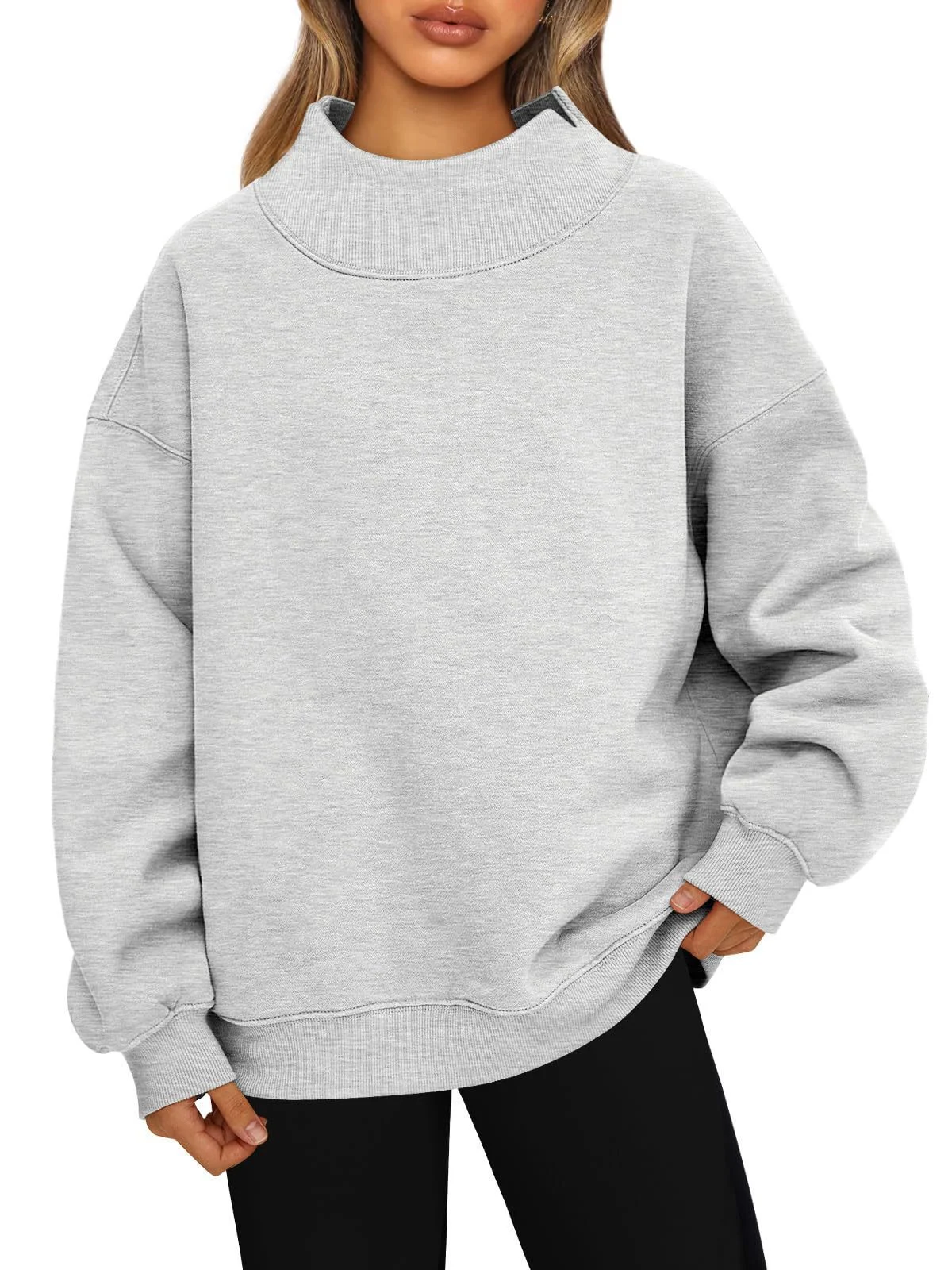 Style Sweatshirt Long-sleeved High-neck Pullover Casual Fleece-lined Top For Women — image 7