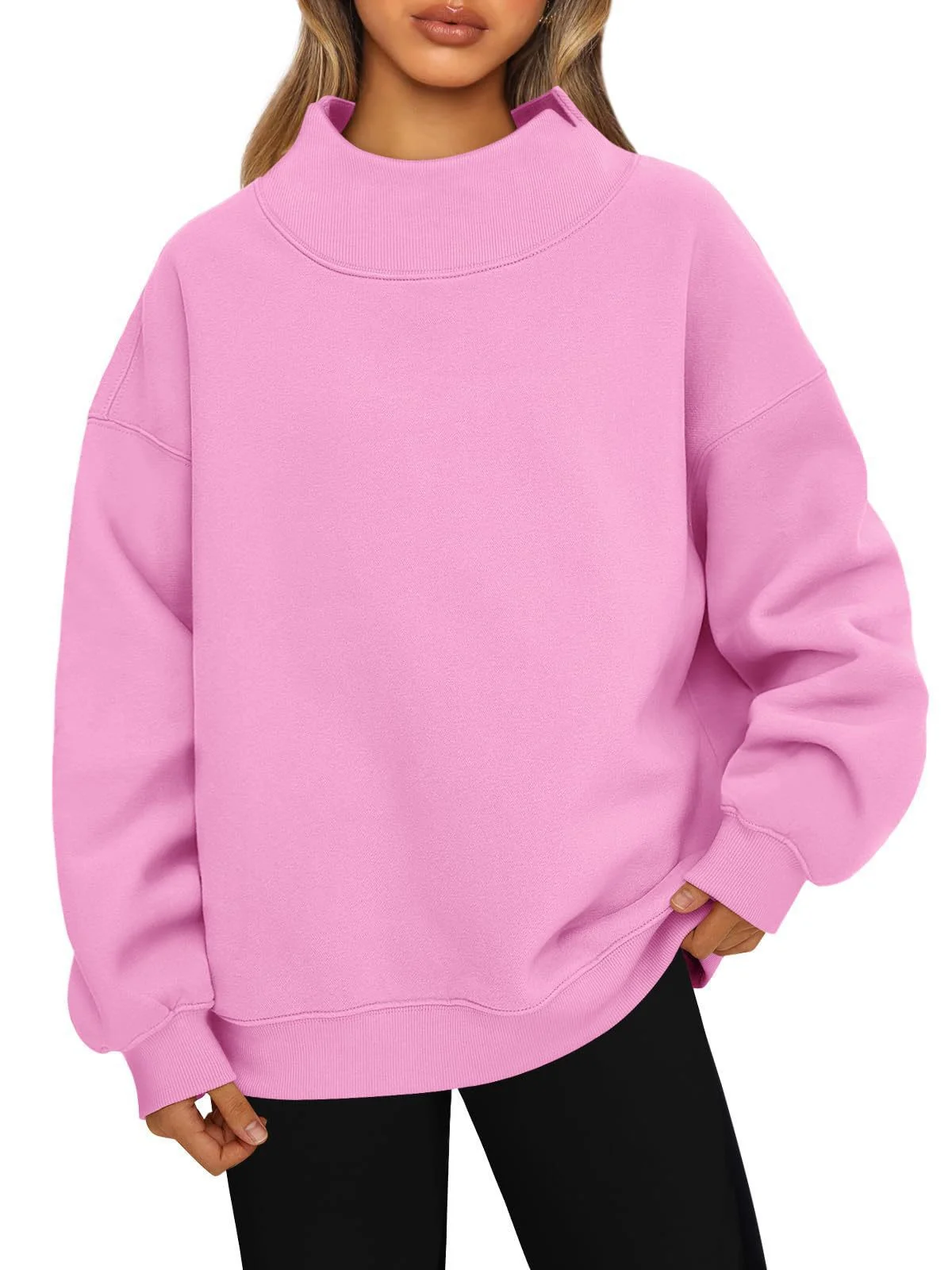 Style Sweatshirt Long-sleeved High-neck Pullover Casual Fleece-lined Top For Women — image 3