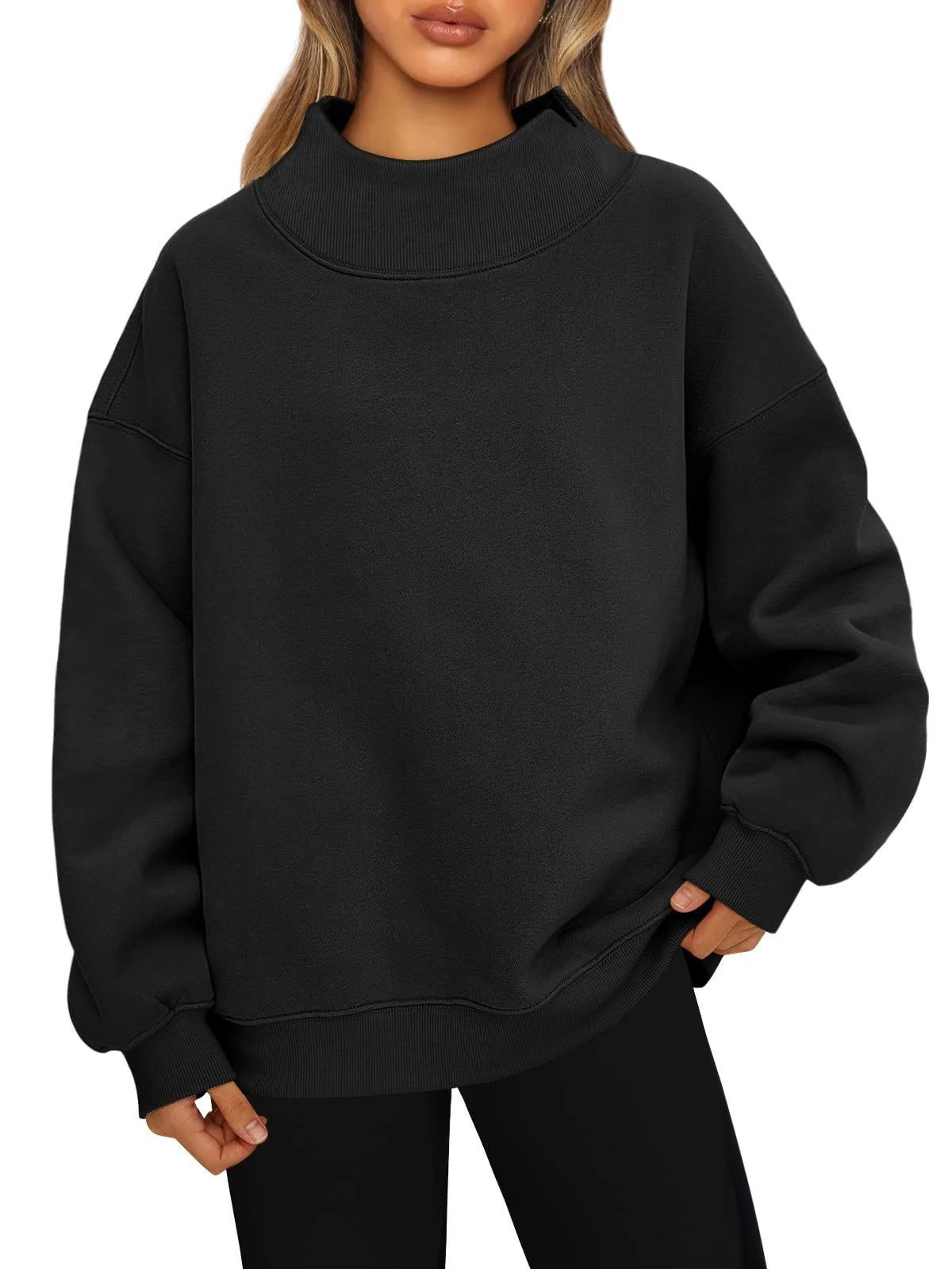 Style Sweatshirt Long-sleeved High-neck Pullover Casual Fleece-lined Top For Women — image 2