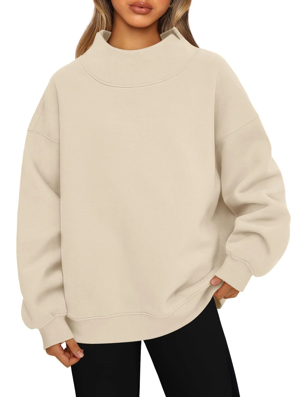 Style Sweatshirt Long-sleeved High-neck Pullover Casual Fleece-lined Top For Women — image 5