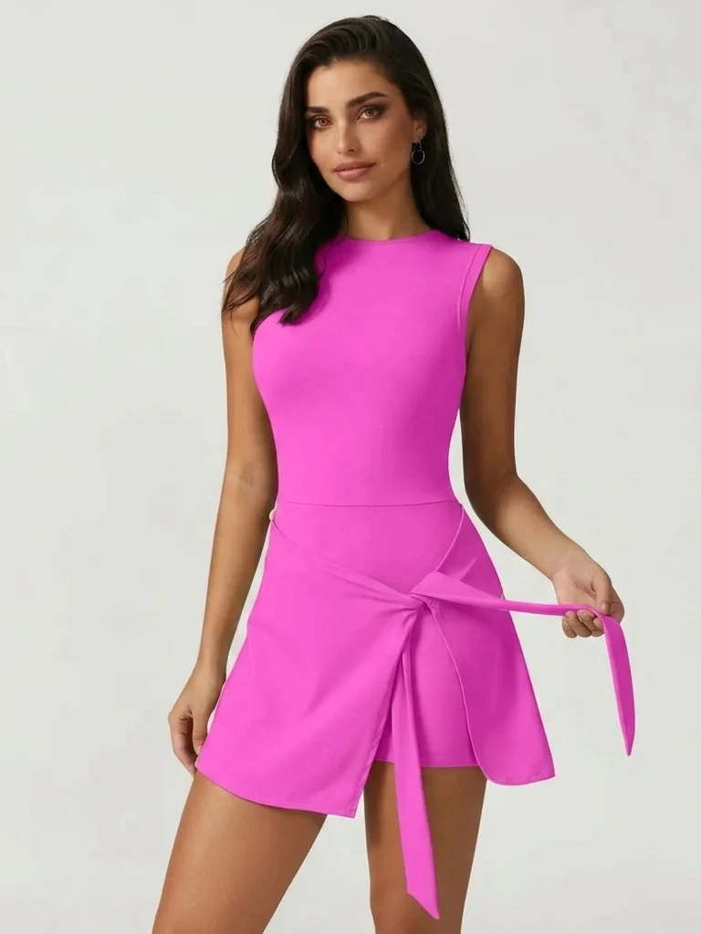 Style Two-piece Anti-exposure Tight-fitting Sports Dress With Straps, Sleeveless,… — image 7
