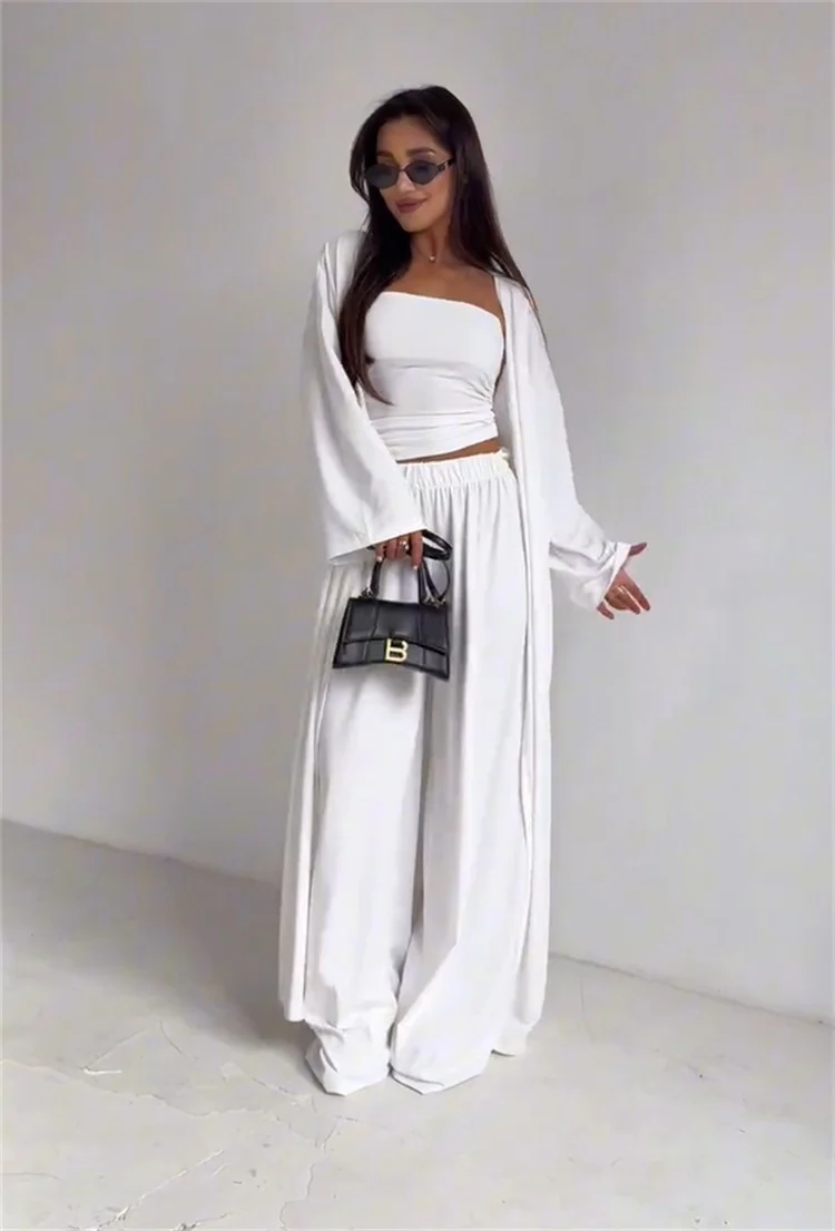 Style Women's Fashion Casual Loose Three Piece Set Long Sleeved Cardigan Pocket… — image 6