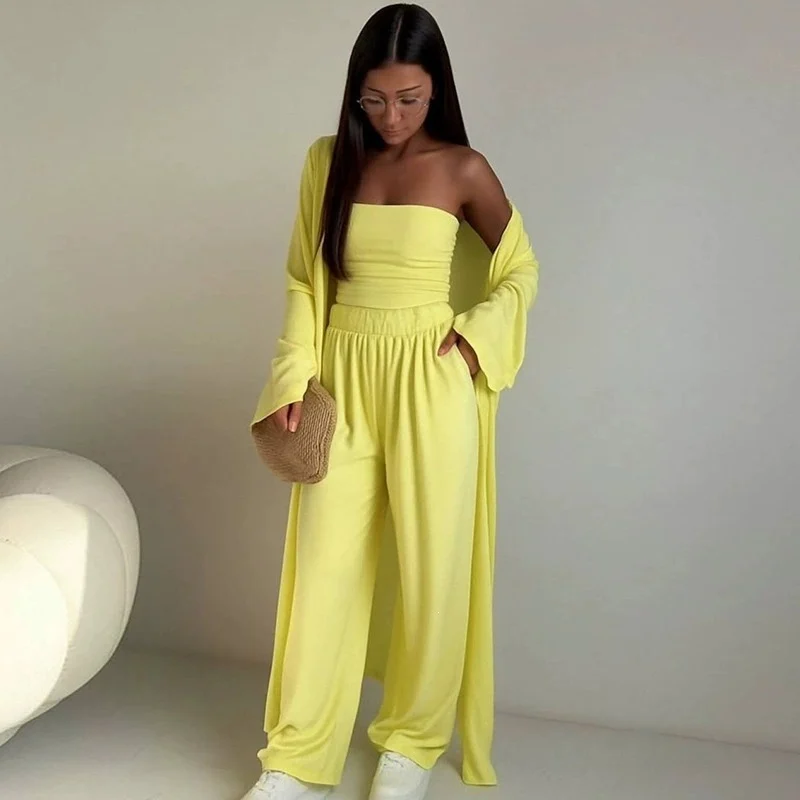 Style Women's Fashion Casual Loose Three Piece Set Long Sleeved Cardigan Pocket… — image 13
