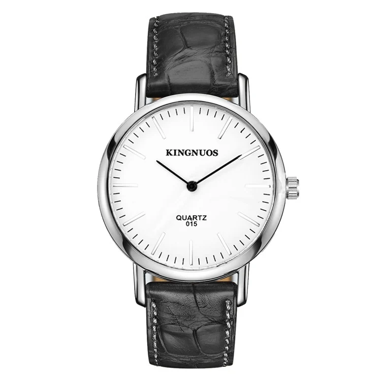 Stylish And Minimalist Two-hand Leather-strap Watch For Men Women — image 6