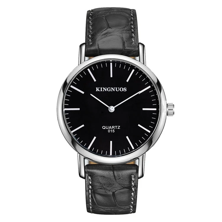 Stylish And Minimalist Two-hand Leather-strap Watch For Men Women — image 1