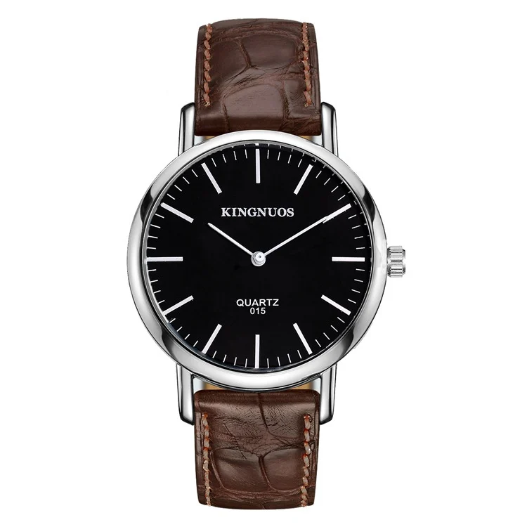 Stylish And Minimalist Two-hand Leather-strap Watch For Men Women — image 5