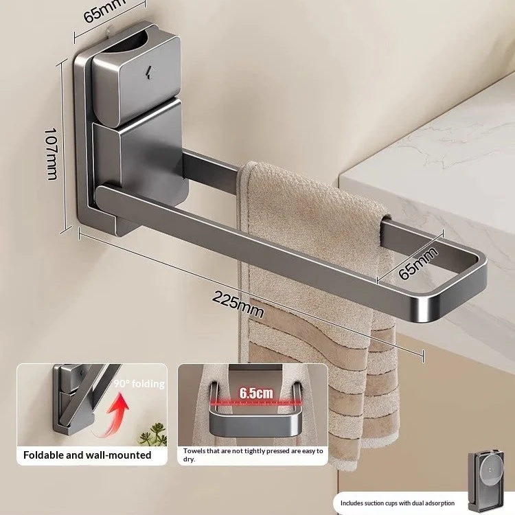 Suction-cup Bathroom No-drill Towel Rack — image 6