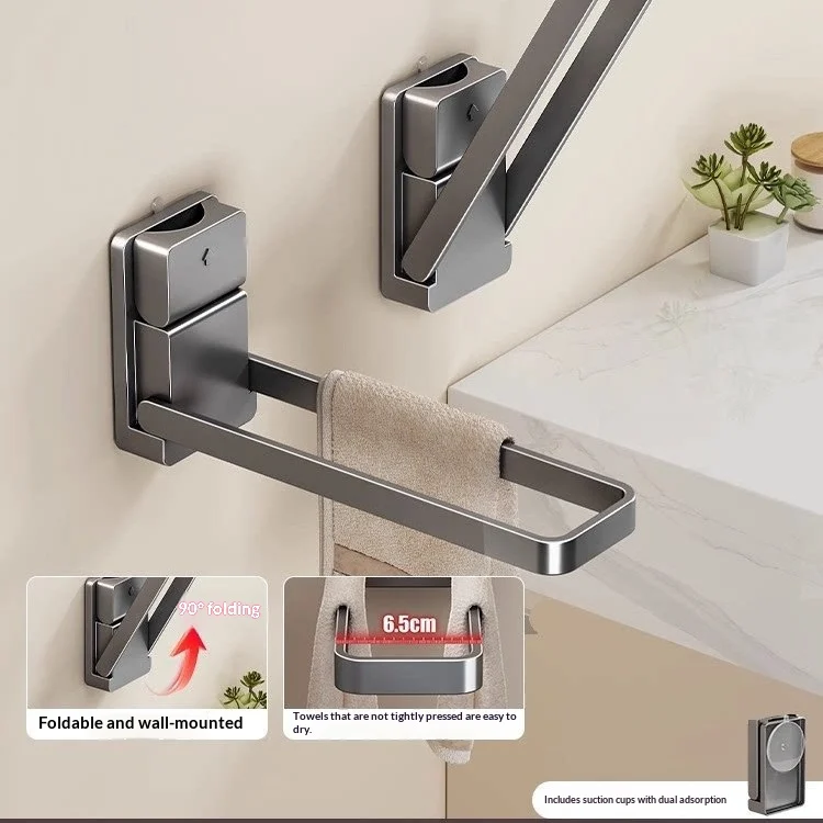 Suction-cup Bathroom No-drill Towel Rack — image 4