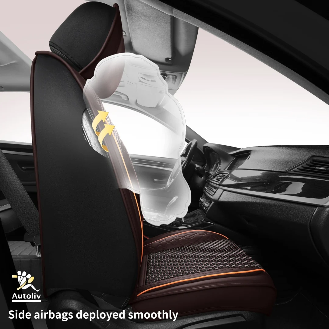 Summer Cool Ice Silk Breathable Car Seat Covers Full 5-seat Set Ergonomic Lumbar… — image 4