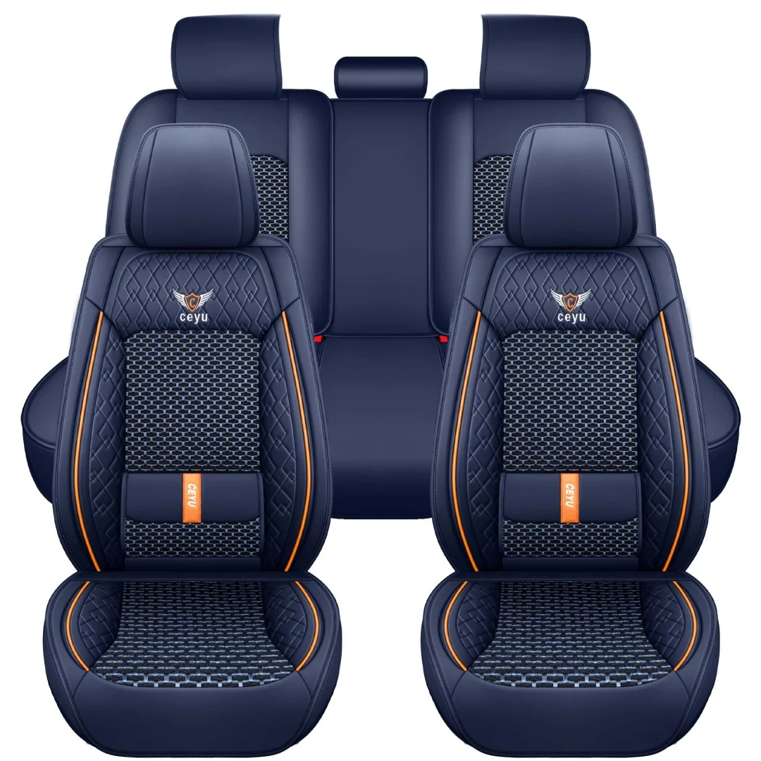Summer Cool Ice Silk Breathable Car Seat Covers Full 5-seat Set Ergonomic Lumbar… — image 16