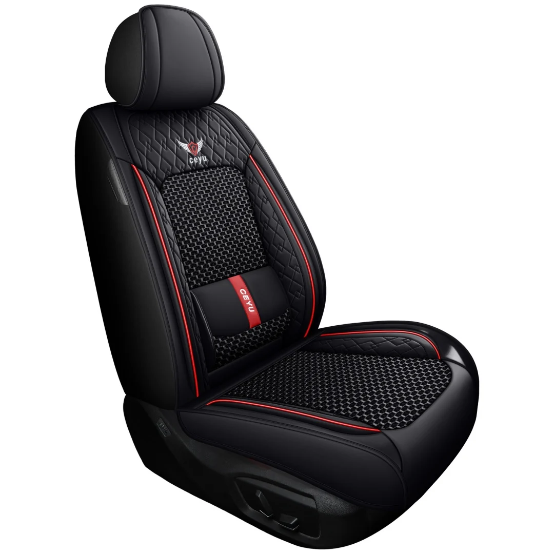 Summer Cool Ice Silk Breathable Car Seat Covers Full 5-seat Set Ergonomic Lumbar… — image 12