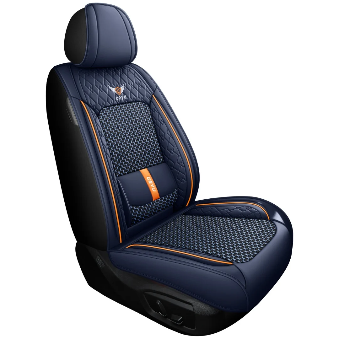 Summer Cool Ice Silk Breathable Car Seat Covers Full 5-seat Set Ergonomic Lumbar… — image 11