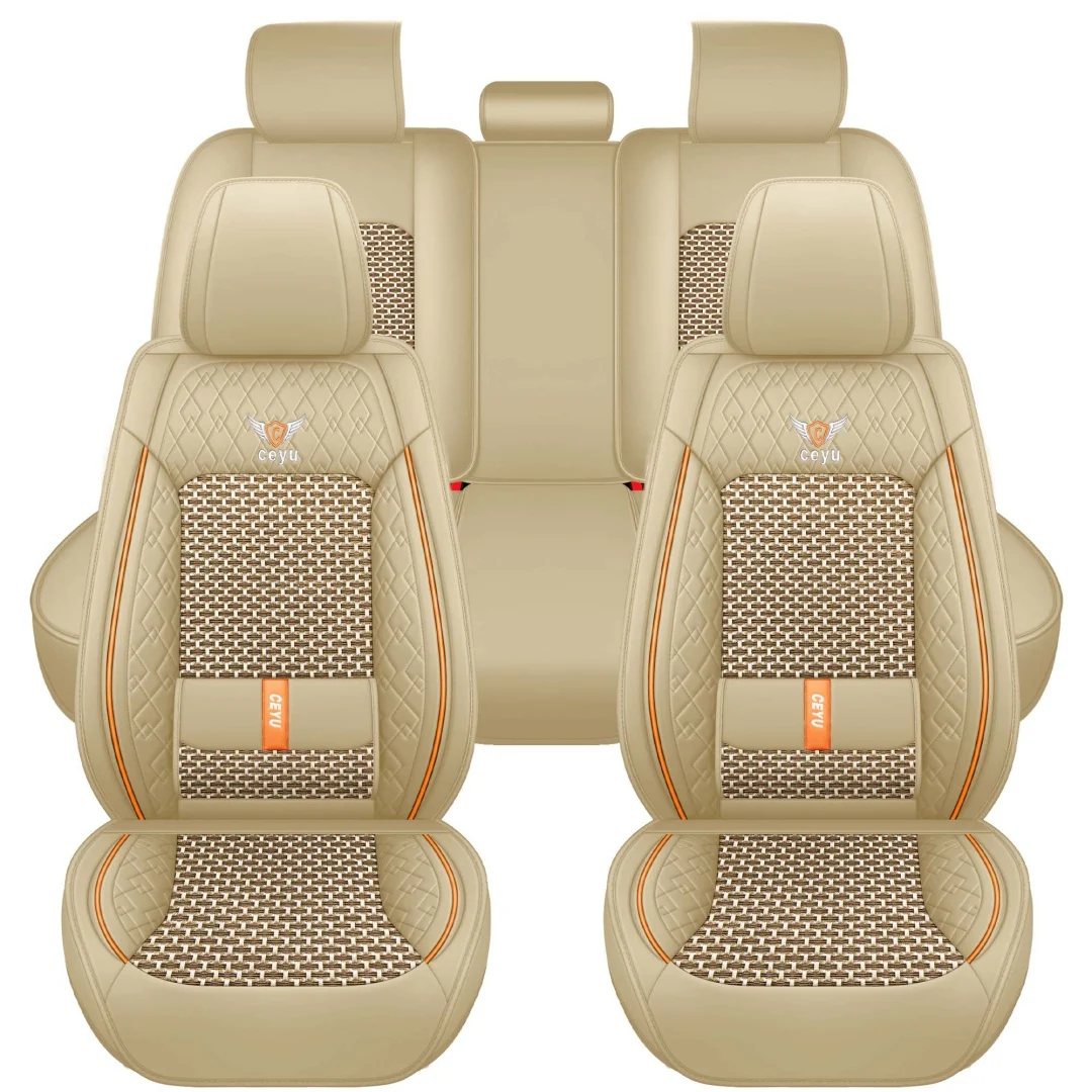 Summer Cool Ice Silk Breathable Car Seat Covers Full 5-seat Set Ergonomic Lumbar… — image 14