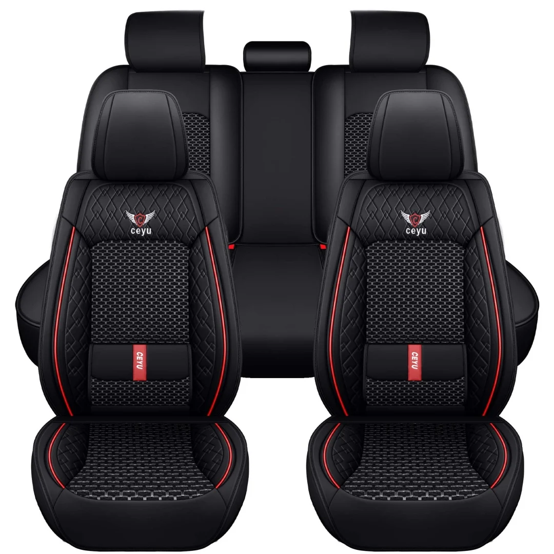 Summer Cool Ice Silk Breathable Car Seat Covers Full 5-seat Set Ergonomic Lumbar… — image 17