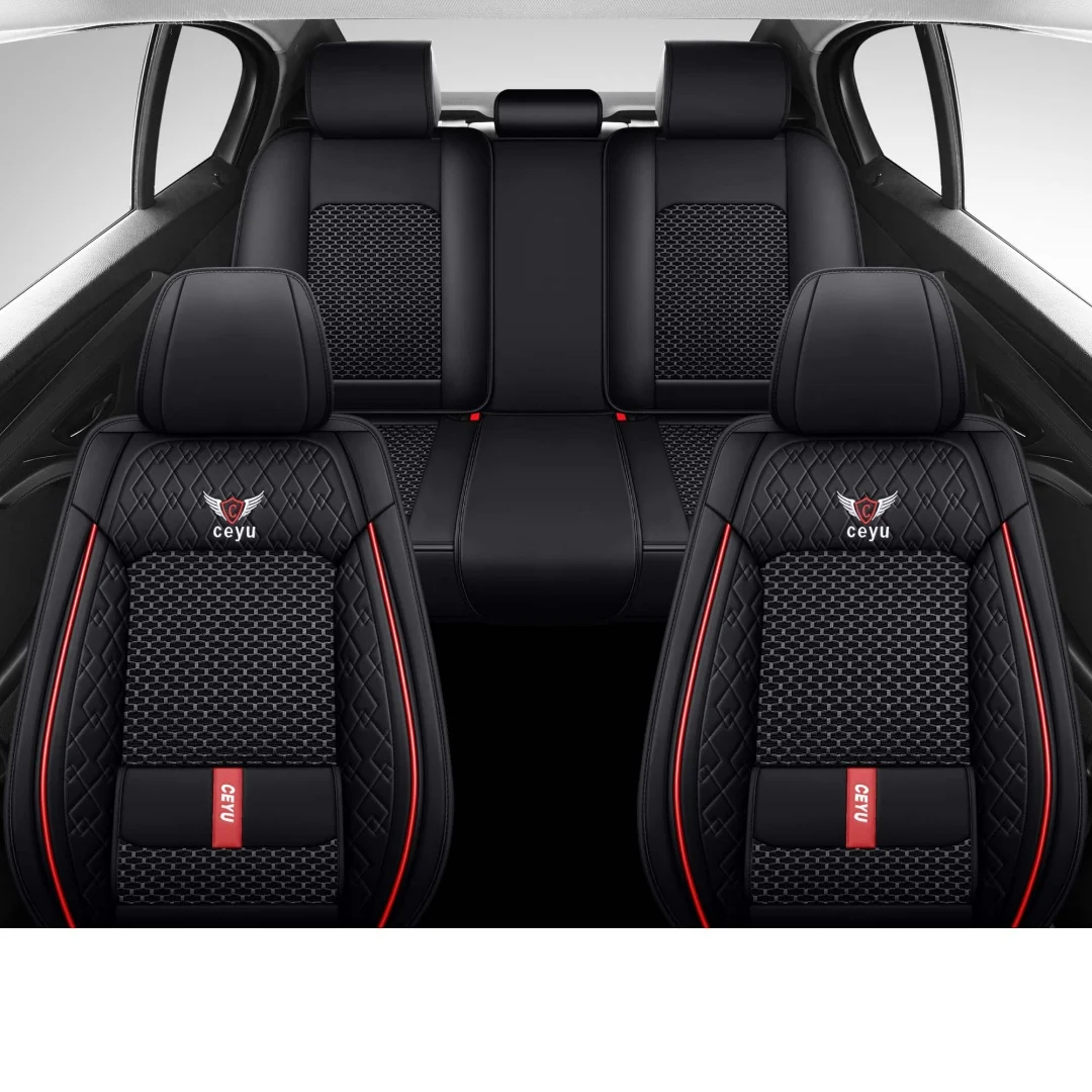 Summer Cool Ice Silk Breathable Car Seat Covers Full 5-seat Set Ergonomic Lumbar… — image 3