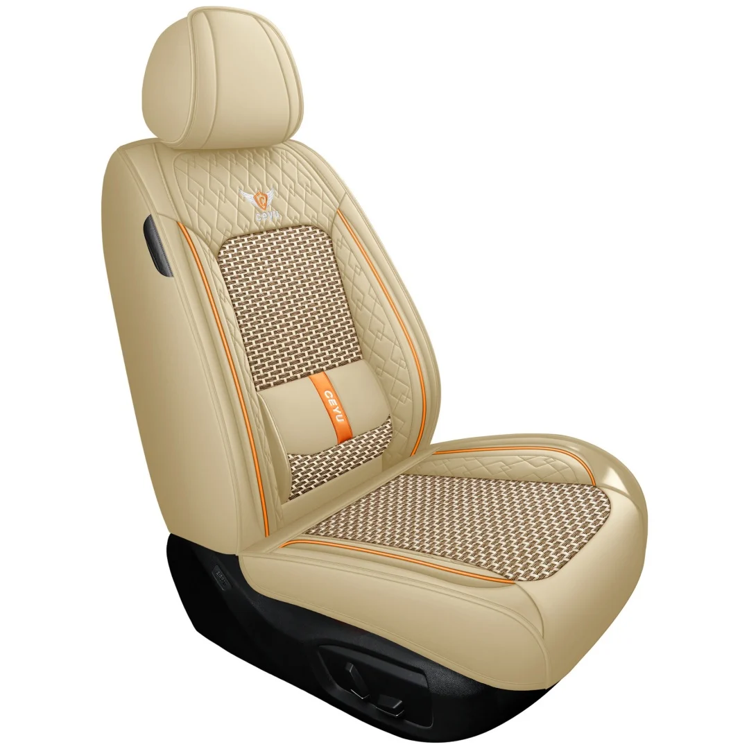 Summer Cool Ice Silk Breathable Car Seat Covers Full 5-seat Set Ergonomic Lumbar… — image 9
