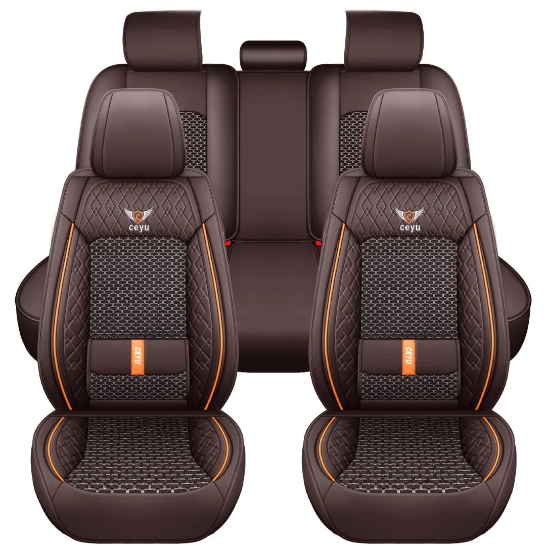 Summer Cool Ice Silk Breathable Car Seat Covers Full 5-seat Set Ergonomic Lumbar… — image 15