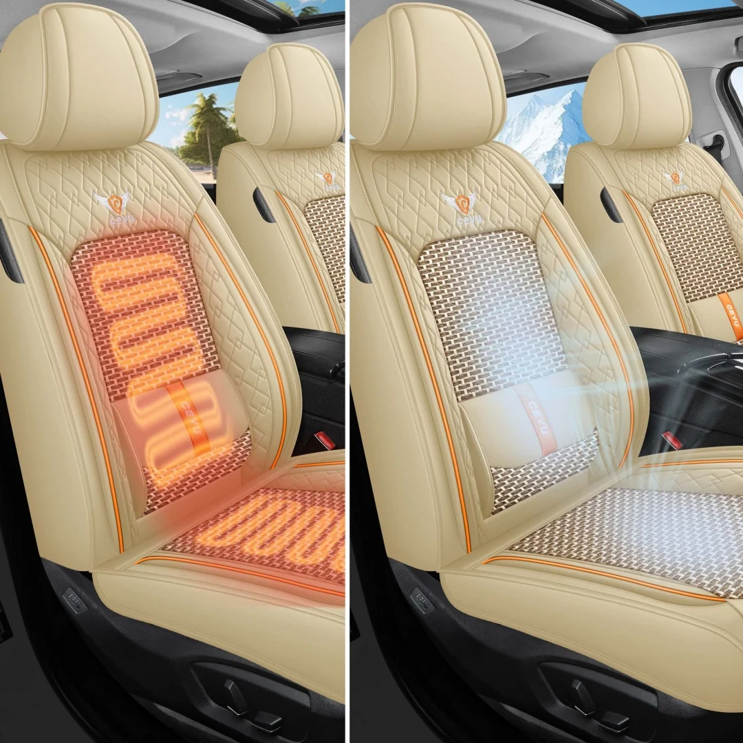 Summer Cool Ice Silk Breathable Car Seat Covers Full 5-seat Set Ergonomic Lumbar… — image 2