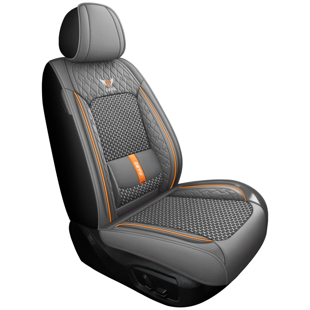 Summer Cool Ice Silk Breathable Car Seat Covers Full 5-seat Set Ergonomic Lumbar… — image 13