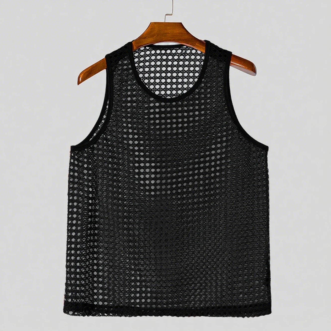 Summer Hollow-out Fitness Sleeveless T-shirt Muscle Men's Mesh Perspective Sexy… — image 1