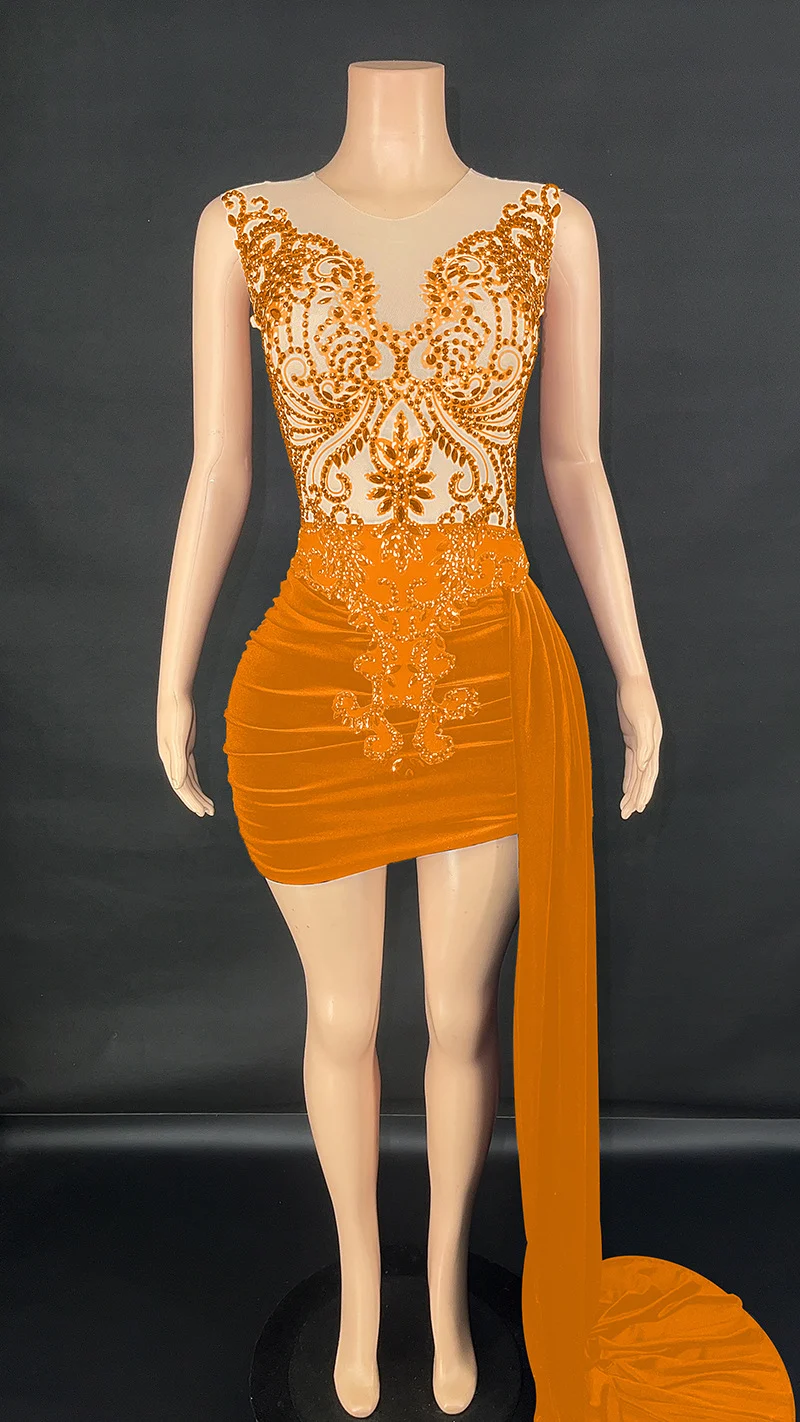 Summer Luxury Evening Dress Female Singer Stage Costume Senior Side Trailing Skirt — image 7