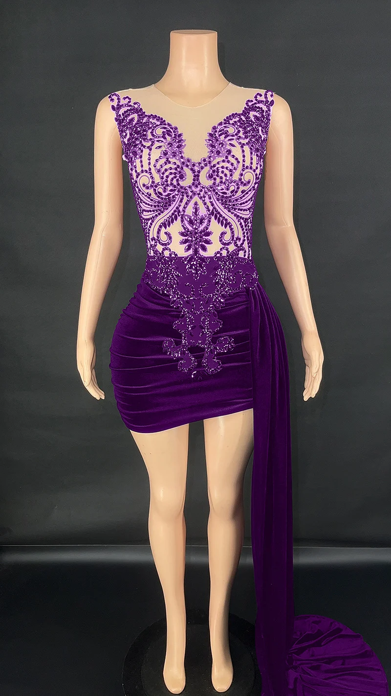 Summer Luxury Evening Dress Female Singer Stage Costume Senior Side Trailing Skirt — image 3