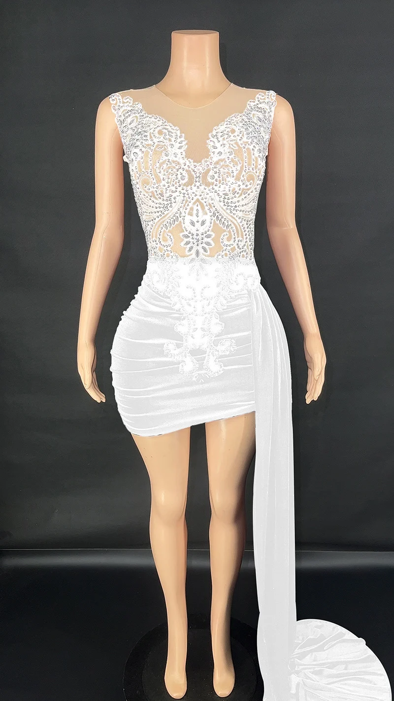 Summer Luxury Evening Dress Female Singer Stage Costume Senior Side Trailing Skirt — image 8