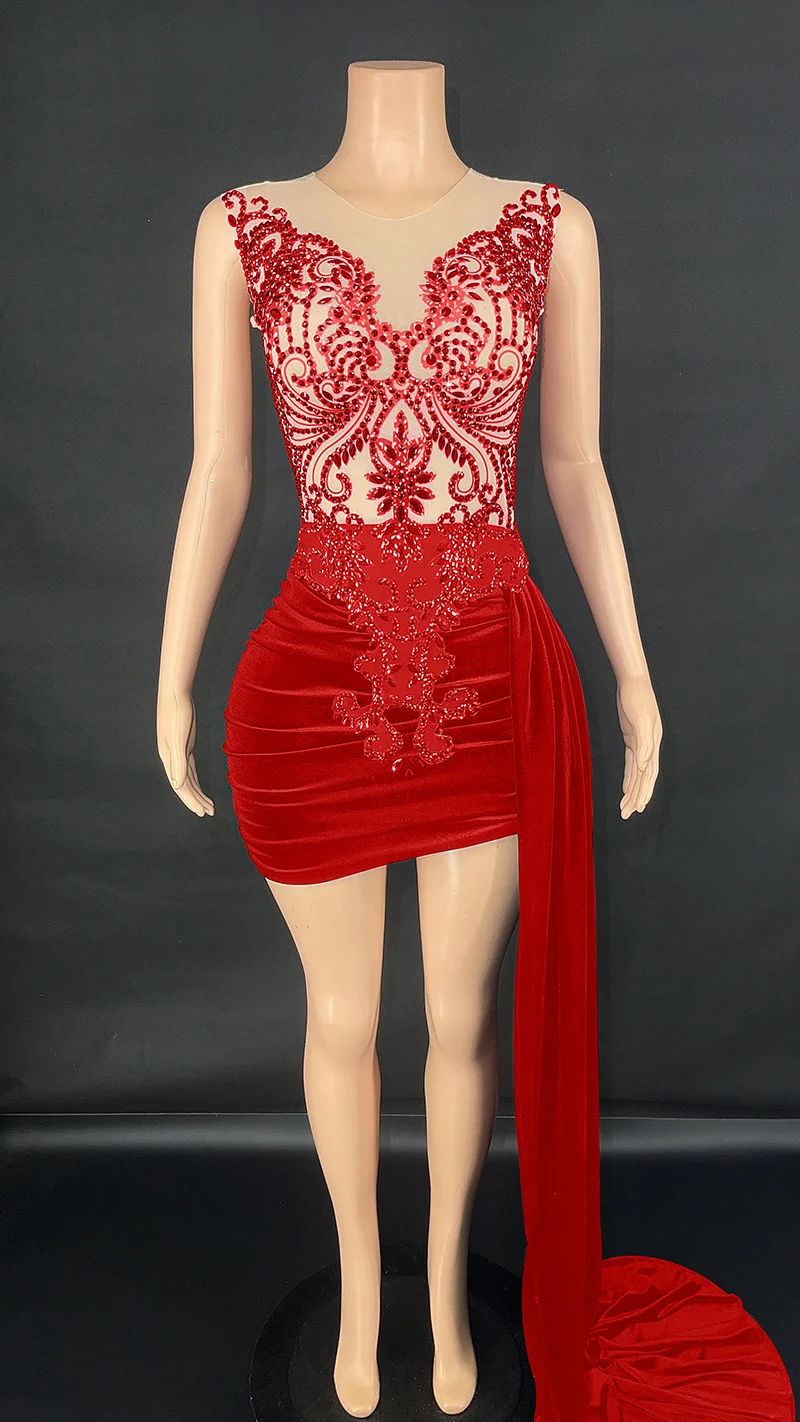 Summer Luxury Evening Dress Female Singer Stage Costume Senior Side Trailing Skirt — image 9