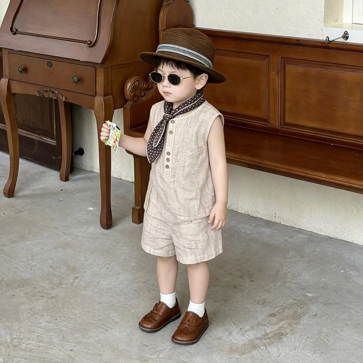 Summer New Children's Fashionable Loose Casual Sleeveless Vest Baby All-match Shorts — image 2