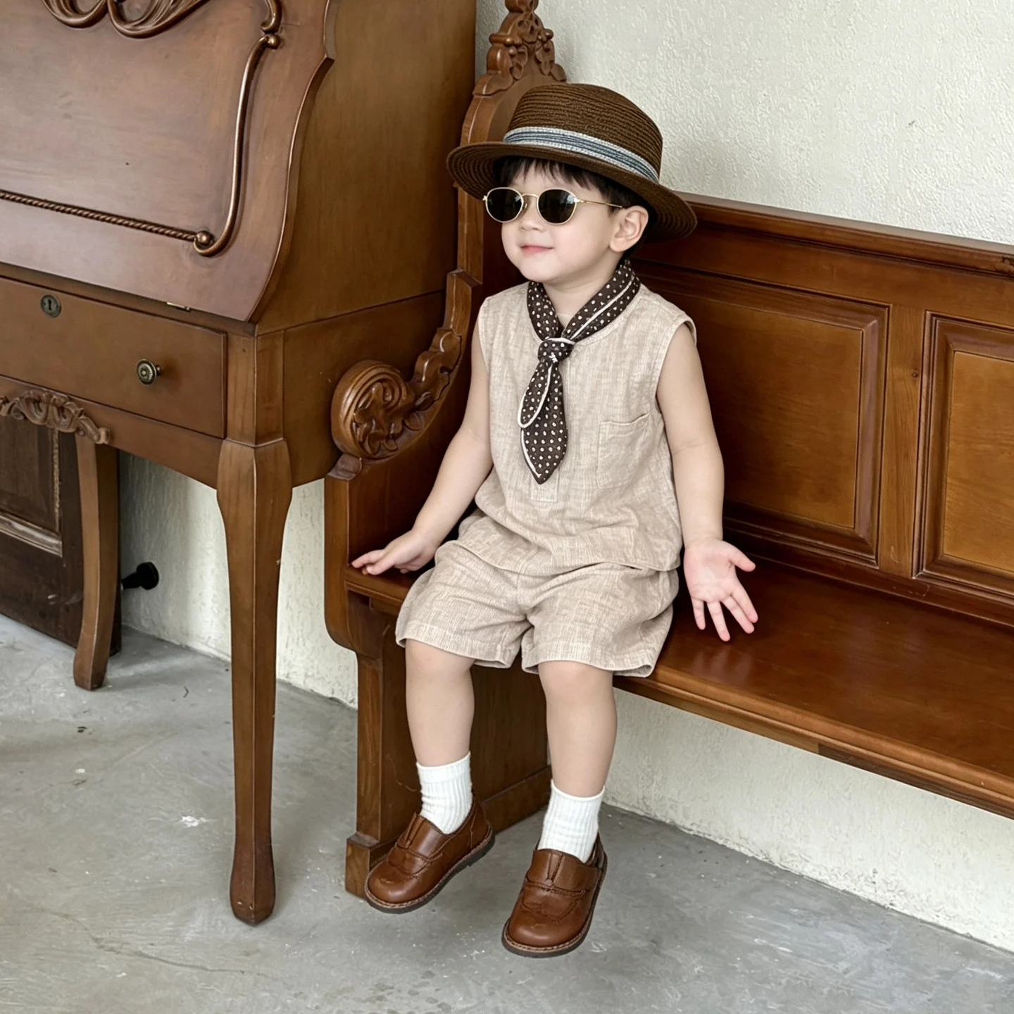 Summer New Children's Fashionable Loose Casual Sleeveless Vest Baby All-match Shorts — image 6