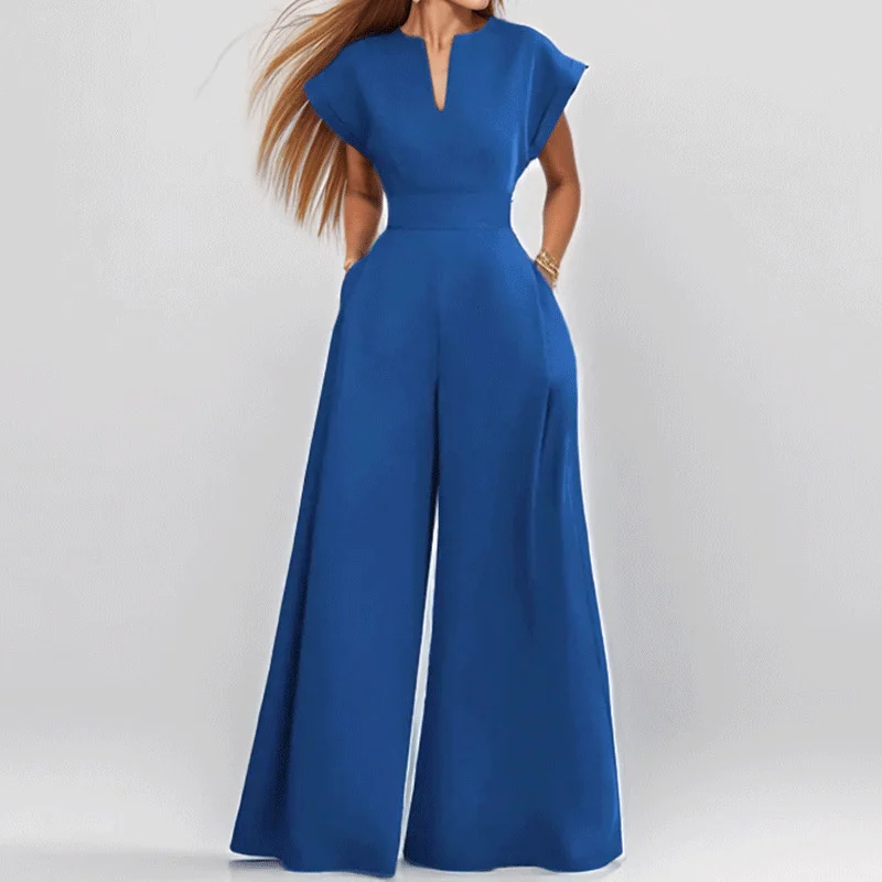 Summer New Style Women's Clothing Fashionable Commuter V-neck Waist-cinching Solid… — image 3