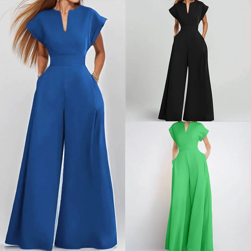 Summer New Style Women's Clothing Fashionable Commuter V-neck Waist-cinching Solid… — image 4