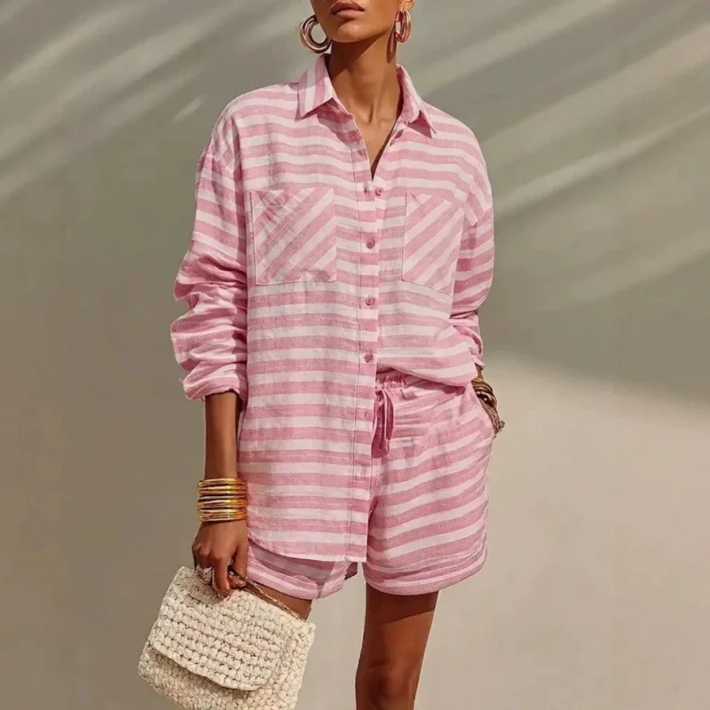 Summer New Women's Clothing Explosions Fashion Casual Short Shirt Set Two-piece — image 1