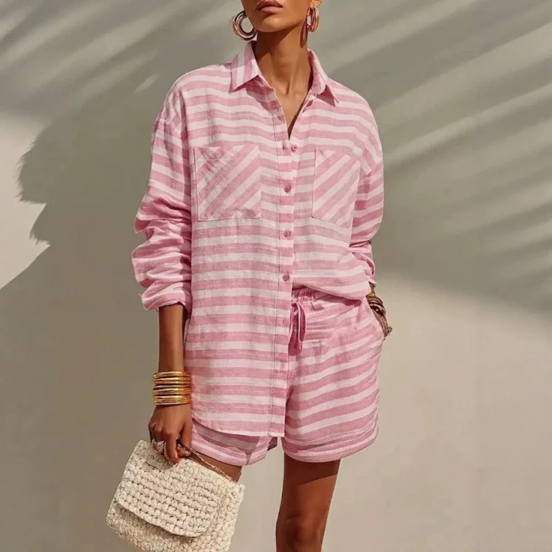 Summer New Women's Clothing Explosions Fashion Casual Short Shirt Set Two-piece — image 2