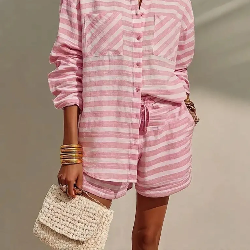 Summer New Women's Clothing Explosions Fashion Casual Short Shirt Set Two-piece — image 3