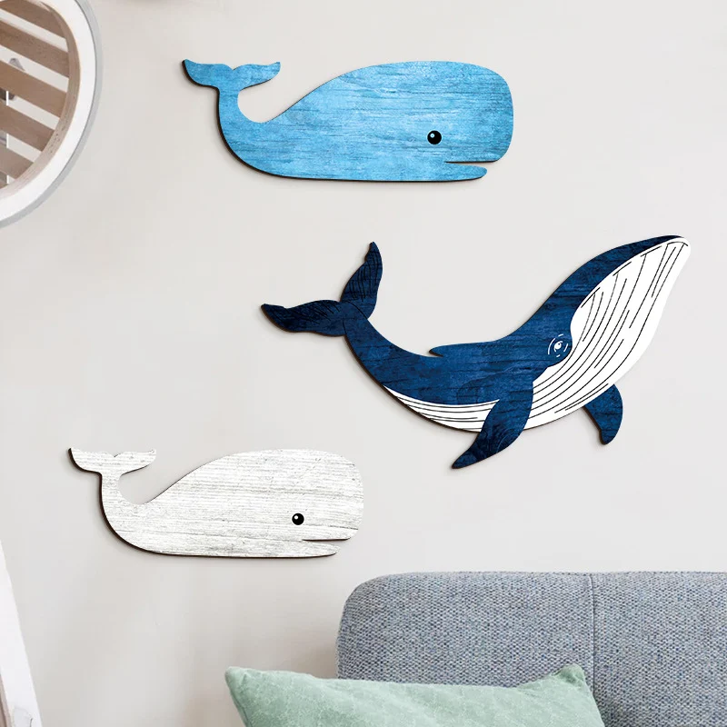 Summer Ocean Animal Whale Wooden Sign For Living Room Wall Decoration — image 1