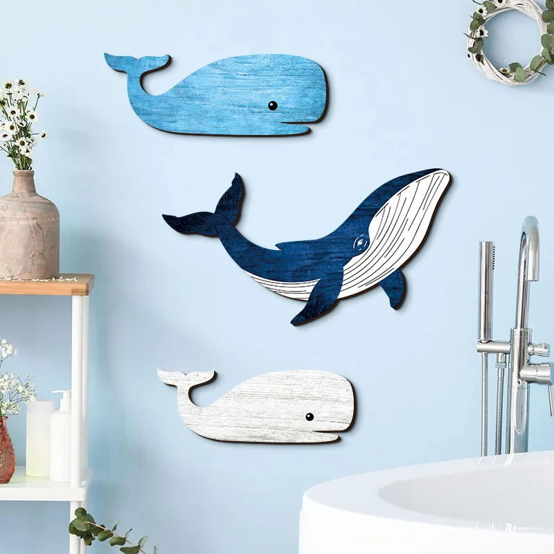 Summer Ocean Animal Whale Wooden Sign For Living Room Wall Decoration — image 5