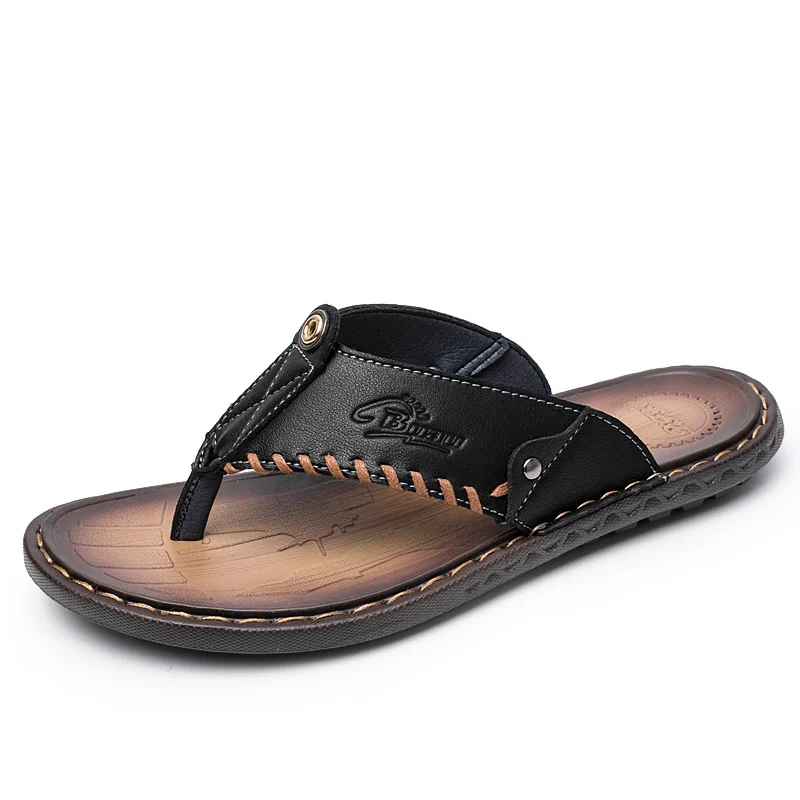 Summer Outdoor Flip-flops Casual Leather Beach Sandals Mens Large-size — image 3