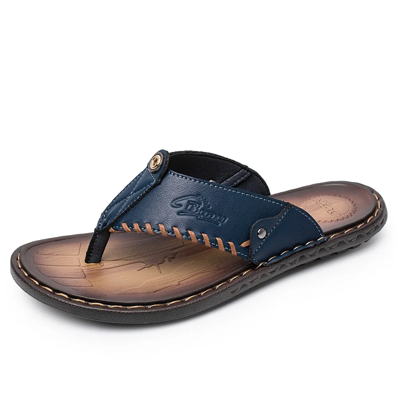 Summer Outdoor Flip-flops Casual Leather Beach Sandals Mens Large-size — image 5