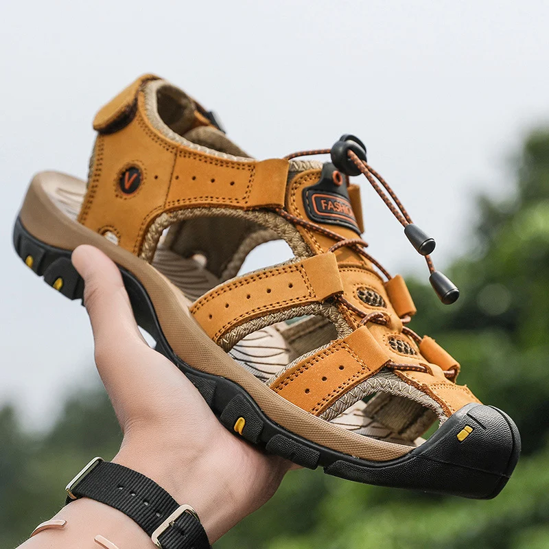 Summer Sandals Men's Large Size Baotou Casual Beach Shoes Genuine Leather Outdoor… — image 3