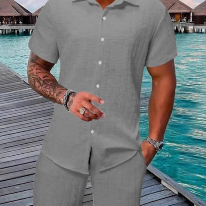 Summer Solid-color Buttoned Set — image 5