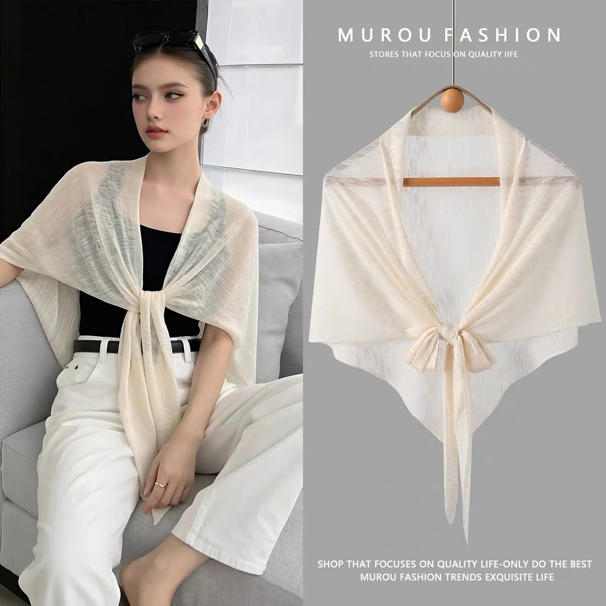 Summer Sun-protective Knitted Scarf Cheongsam Shawl — image 4