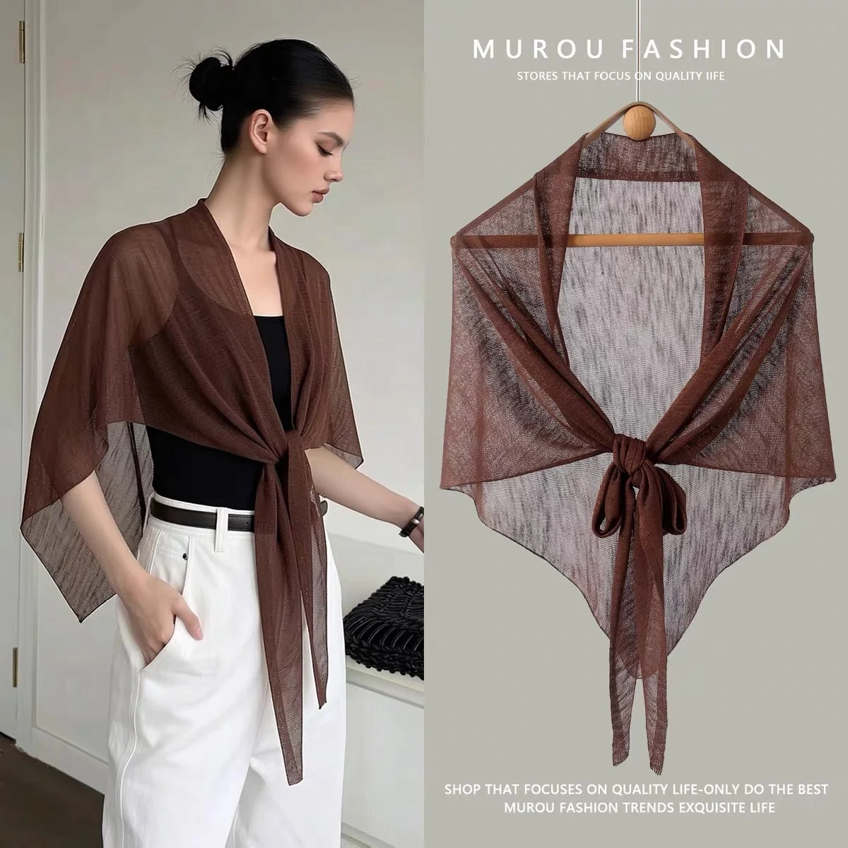 Summer Sun-protective Knitted Scarf Cheongsam Shawl — image 1