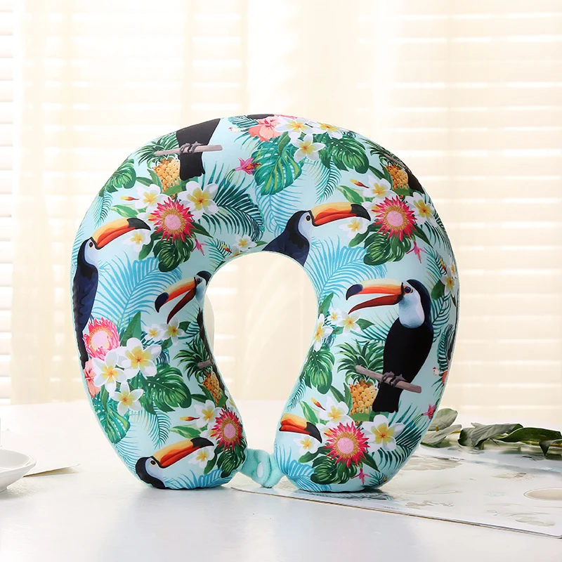 Summer Tropical Travel Neck Pillow, Soft Milk Silk U Shape Support Pillow With EPS… — image 4