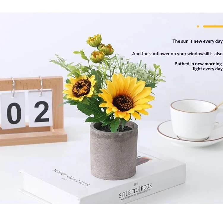 Sunflower Artificial Plastic Flower Pot — image 5