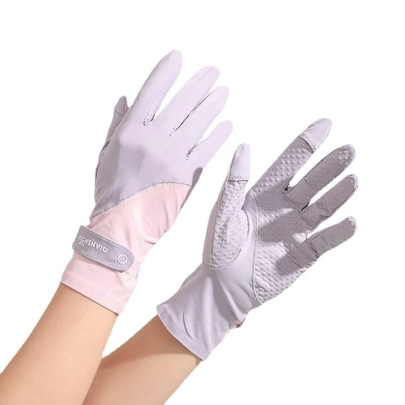 Sunscreen For Women Summer Ice-feel Two-finger Cut Uv-protective Thin Gloves — image 2