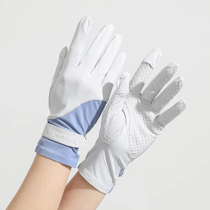 Sunscreen For Women Summer Ice-feel Two-finger Cut Uv-protective Thin Gloves — image 6
